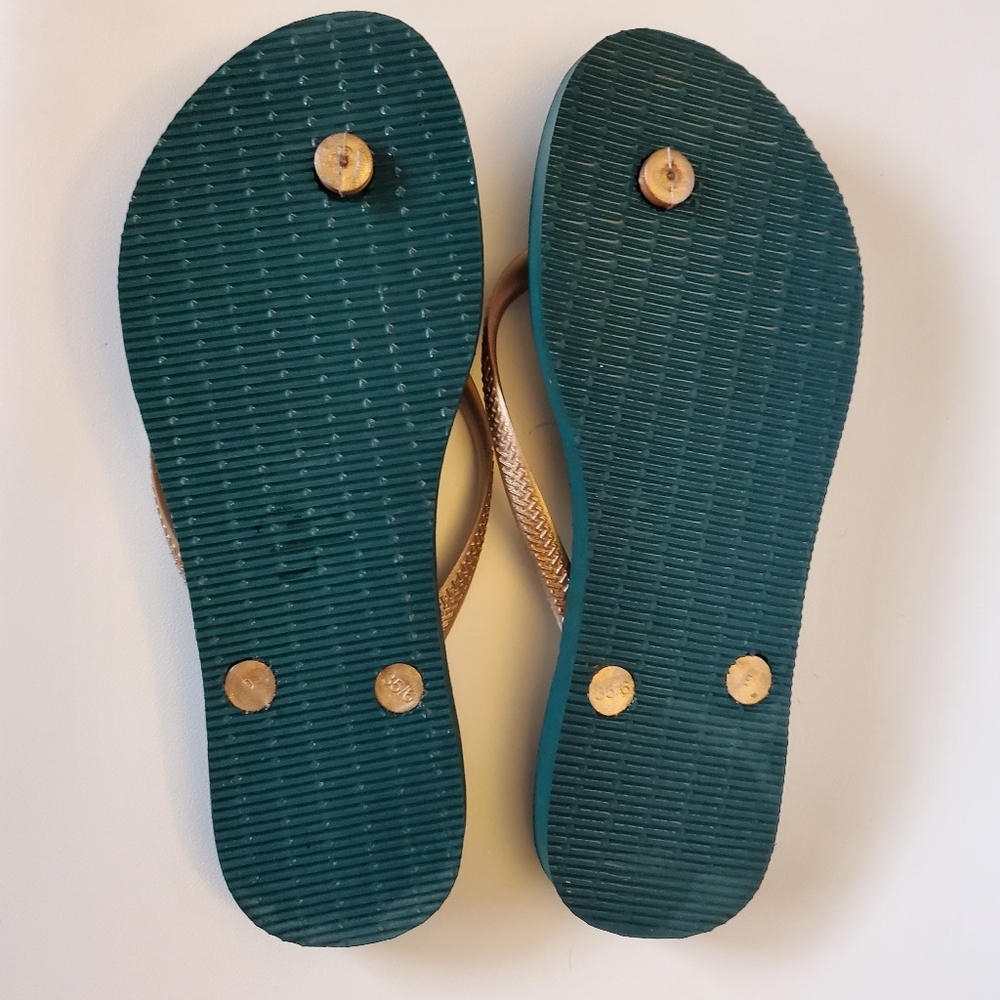 Havaianas Lotus Gold/Blue Sandal, 6 - Picture 4 of 4